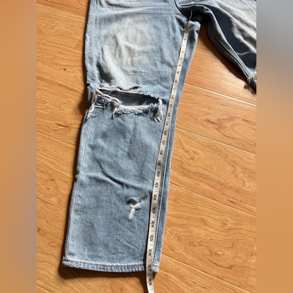 American Eagle Light Blue Distressed Mom Jeans - Picture 6 of 7